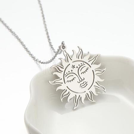 304 Stainless Steel Hollow Pendant Necklaces FS-WGE7531-01-1