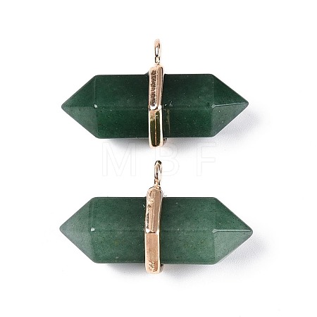 Natural Green Aventurine Double Terminal Pointed Pendants G-N345-09G-1