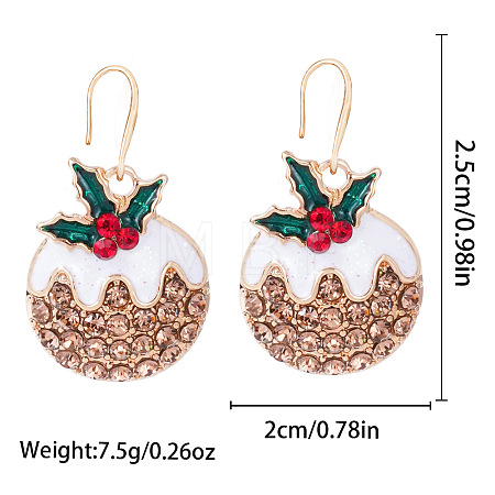 Christmas Alloy Enamel & Rhinestone Stud Dangle Earrings FS-WG10992-24-1