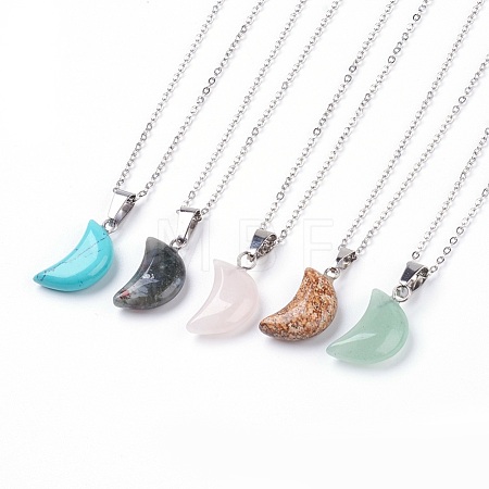 Natural & Synthetic Gemstone Pendant Necklaces NJEW-JN02161-1