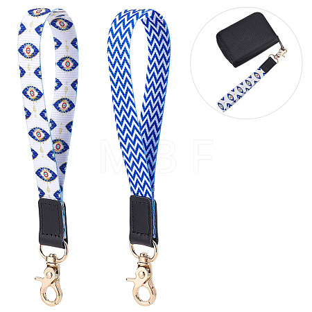 2Pcs 2 Colors Nylon Hand Wrist Lanyard for Phone Decoration Key Chain FIND-GO0001-01B-1