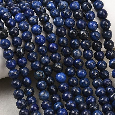 Dyed Natural Lapis Lazuli Round Beads Strands G-M169-6mm-05-1