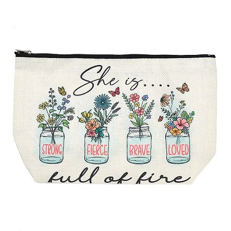 Printed Linen Storage Zipper Clutch Bags ABAG-Z002-01B-1