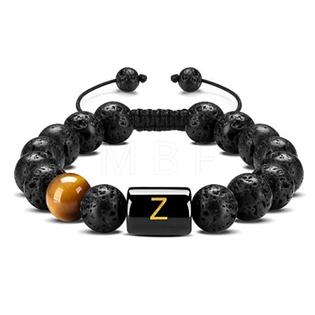 Natural Tiger Eye & Lava Rock Round Beads Adjustable  Bracelets TV6214-26-1