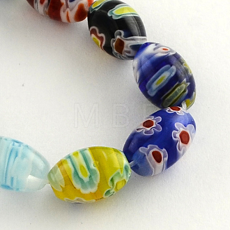 Oval Handmade Millefiori Glass Beads Strands X-LK-R004-37-1