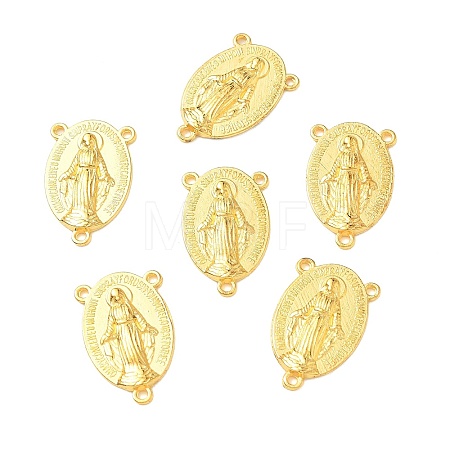 Holy Oval Carved Virgin Mary Tibetan Style Alloy Chandelier Component Links TIBEP-LF0961YKG-G-LF-1