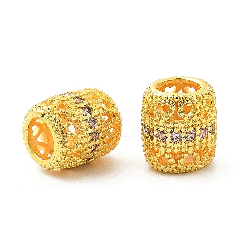 Brass Micro Pave Cubic Zirconia European Beads KK-P297-05G-04-1