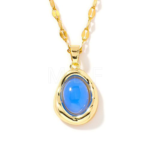 Elegant Oval Brass Pendant Necklaces SC8993-1-1