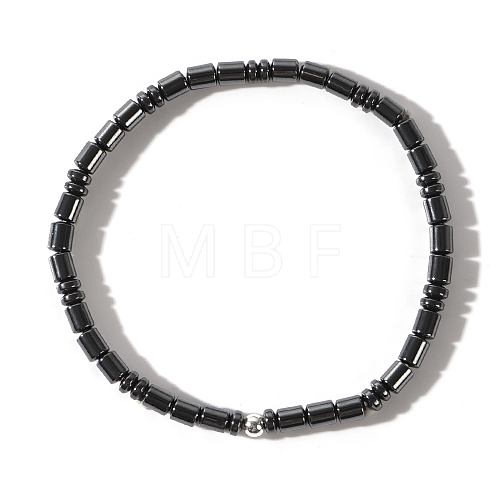 Stylish Column Non-Magnetic Synthetic Hematite Beads Stretch Bracelets for Men NU9626-1
