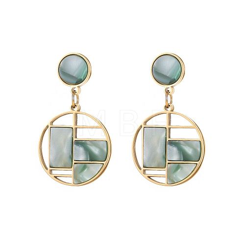 Stainless Steel with Natural Turquoise Earrings for Women GK9952-1-1