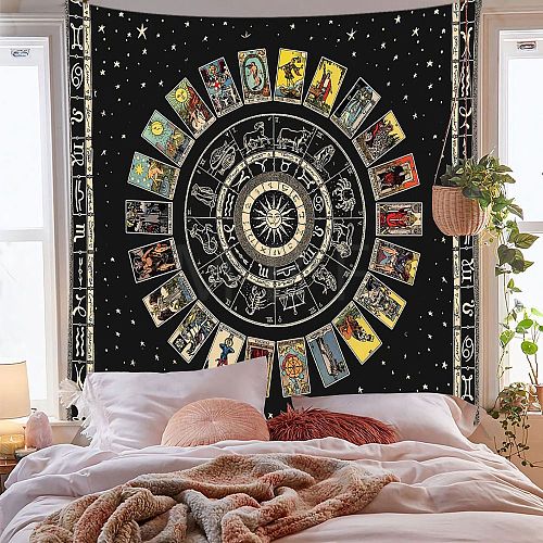 Polyester Tarot Pattern Trippy Wall Hanging Tapestry TREE-PW0001-32A-05-1