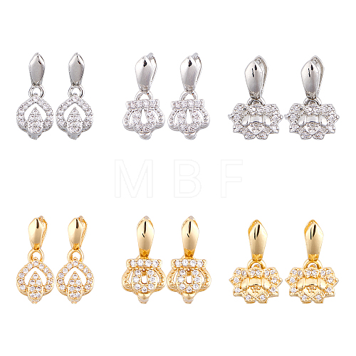 Brass Micro Pave Clear Cubic Zirconia Ice Pick Pinch Bails ZIRC-CA0001-04-1