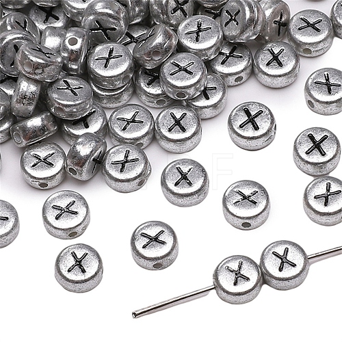 50Pcs Silver Plating Acrylic Beads PW-WG2E8AD-03-1