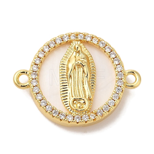 Rack Plating Brass Micro Pave Clear Cubic Zirconia Religion Connector Charms X-KK-L220-003G-01-1