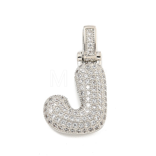 Brass Micro Pave Clear Cubic Zirconia Pendants KK-B099-01P-J-1