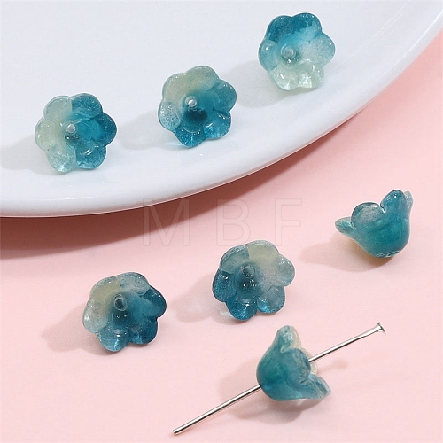 10Pcs Gradient Color Transparent Glass Bead Caps PW-WG464DA-16-1