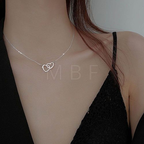 Fashionable and Versatile Alloy Love Heart Pendant Necklace for Daily Wear and Pairing UJ9732-2-1