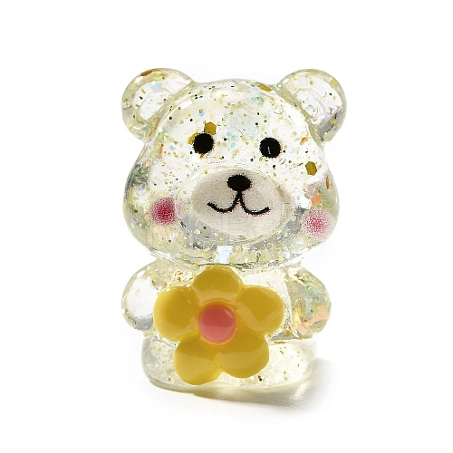 Transparent Resin Little Bear Ornament RESI-S015-01G-1