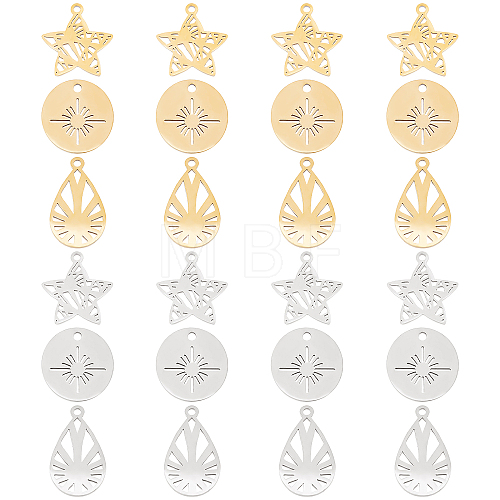 DICOSMETIC 24Pcs 3 Style 201 Stainless Steel Pendants STAS-DC0006-09-1