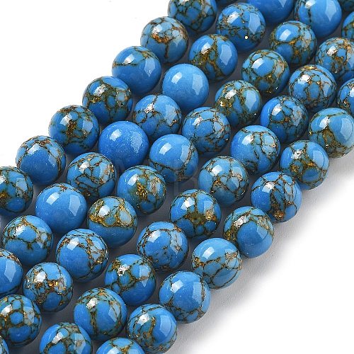 Synthetic Gold Line Turquoise Beads Strands G-A255-A03-01A-1