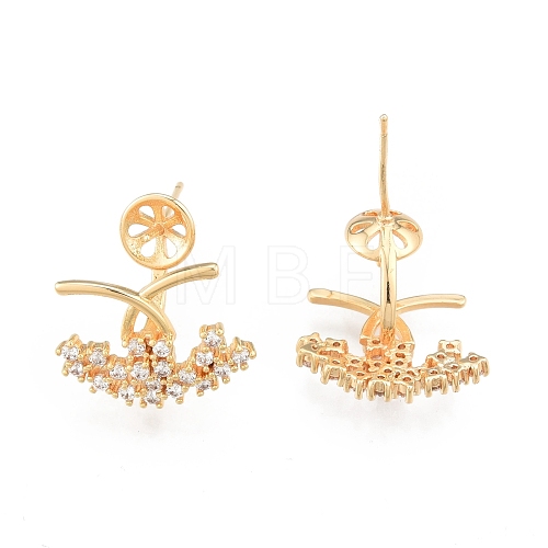 Brass Pave Clear Cubic Zirconia Stud Earring Findings KK-N216-534-1