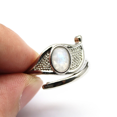 Eye of Horus Natural Moonstone Cuff Rings PW-WG75D57-07-1