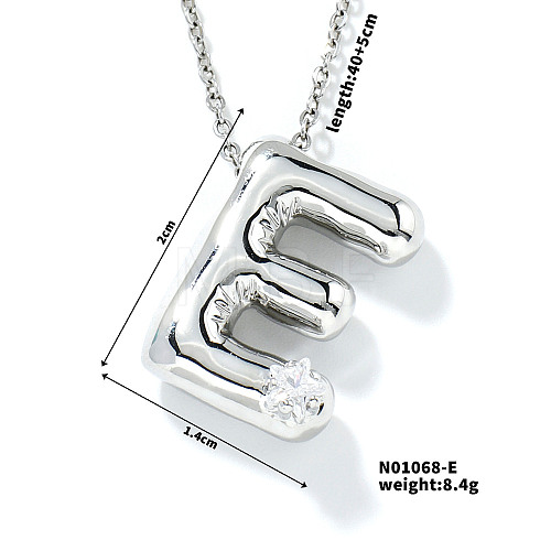 Brass Pave Clear Cubic Zirconia Shiny Balloon Letter Pendant Necklaces IT0451-5-1