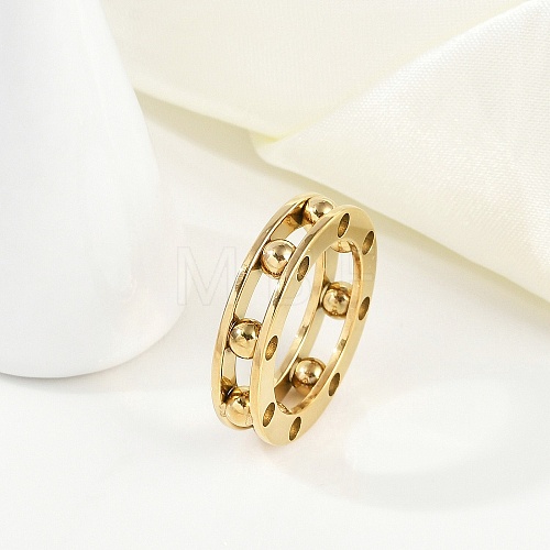 Ion Plating(IP) 304 Stainless Steel Finger Ring for Women RJEW-A052-03A-G01-1