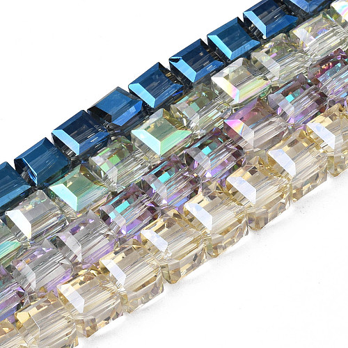 Electroplate Transparent Glass Beads Strands EGLA-N002-28-1