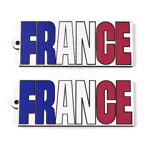 French Theme Printed Wood Pendants WOOD-N016-09-1