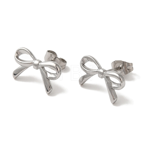 Non-Tarnish 304 Stainless Steel Bowknot Stud Earrings for Women EJEW-Z066-14P-1