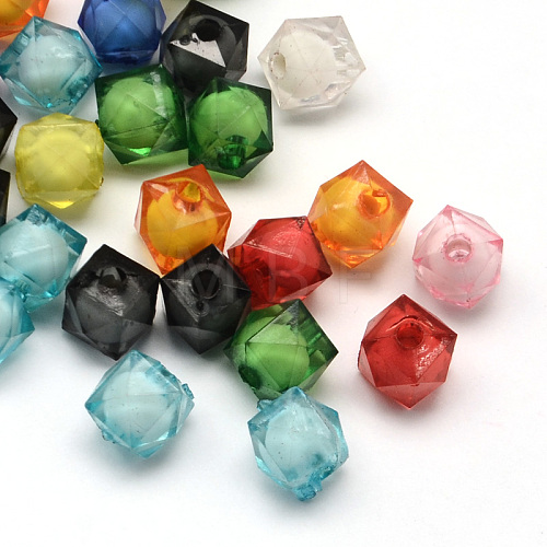 Faceted Transparent Cube Acrylic Beads TACR-Q008-10mm-M-1