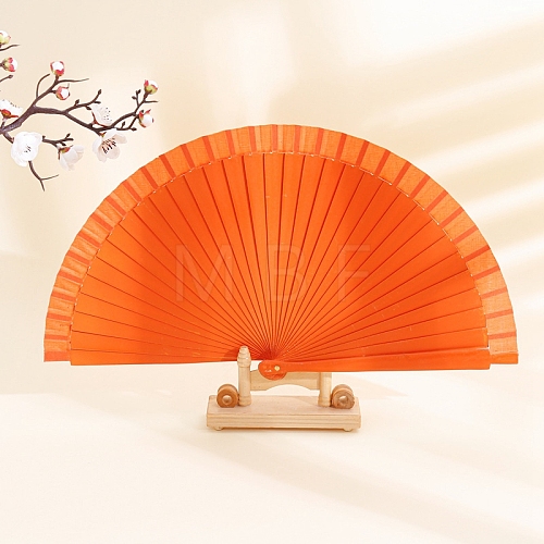 Spanish Solid Color Bamboo with Paper Folding Fan PW-WGF3F0E-02-1