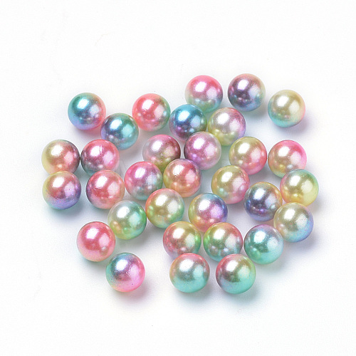 Rainbow Acrylic Imitation Pearl Beads OACR-R065-6mm-07-1