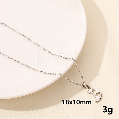 Non-Tarnish 304 Stainless Steel Moon Pendant Necklace JY7792-5-1