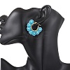 Shell Pearl & Synthetic Green Turquoise & Natural Black Onyx Flower Hoop Earrings EJEW-MZ00662-02-4