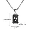 304 Stainless Steel Black Enamel Rectangle with Initial Pendant Box Chain Necklaces WG7737E-03-2