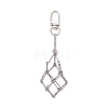 Stainless Steel Braided Chain Macrame Pouch Empty Stone Holder Pendant Decorations HJEW-JM02057-1