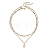 304 Stainless Steel Pendant Double Layer Necklaces NJEW-JN06643-01-3