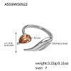 304 Stainless Steel Pave Cubic Zirconia Cuff Open Rings WG52765-03-1