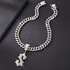 Alloy Full Crystal Rhinestone Letter Pendant Cuban Link Chain Necklaces for Men FS-WGEAD7F-05-1