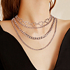 18Pcs 18 Style Alloy Curb & Paperclip & Herringbone Chain Necklaces Set NJEW-AN0001-43-3