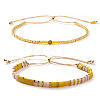 Adjustable European Glass Tile Braided Bead Bracelet Sets TQ4434-1-1