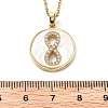 Flat Round with Number 8 Shell & Cubic Zirconia Pendant Necklaces NJEW-D288-04G-3