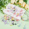 130Pcs Two Tone Resin UV Reactive Beads RESI-PA0001-49-4
