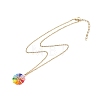 Rainbow Color Japanese Seed Braided Flower Pendant Necklace with 304 Stainless Steel Chains for Women NJEW-MZ00004-3
