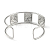 Non-Tarnish 304 Stainless Steel Wide Textured Open Cuff Bangles BJEW-Q348-05P-01-3