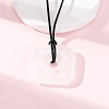 Natural Mixed Gemstone Square Pendants Black PU Leather Cord Necklaces NJEW-K285-01-3