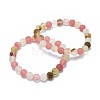 Frosted Tigerskin Glass Bead Stretch Bracelets BJEW-K212-C-016-1