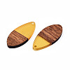 Transparent Resin & Walnut Wood Pendants RESI-N025-032-C08-3